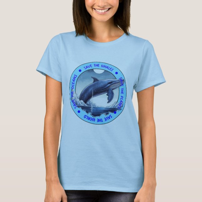 Camiseta Salven a las ballenas, salven el océano, salven el (Anverso)
