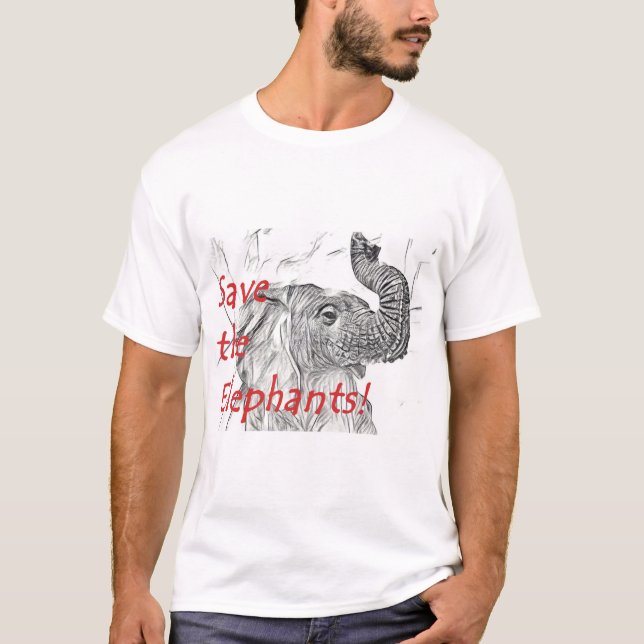 Camiseta ¡Salven a los elefantes! (Anverso)