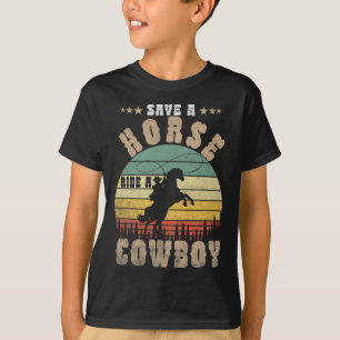 Camiseta Salven A Un Caballo Con Un Cowboy Divertido Caball