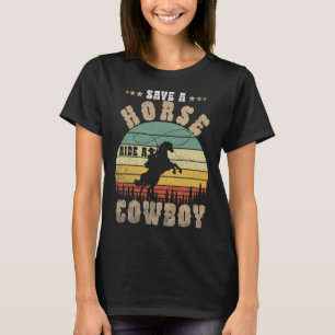 Camiseta Salven A Un Caballo Con Un Cowboy Divertido Caball
