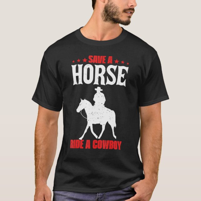 Camiseta Salven A Un Caballo Con Una Galleta De Vaquero Par (Anverso)