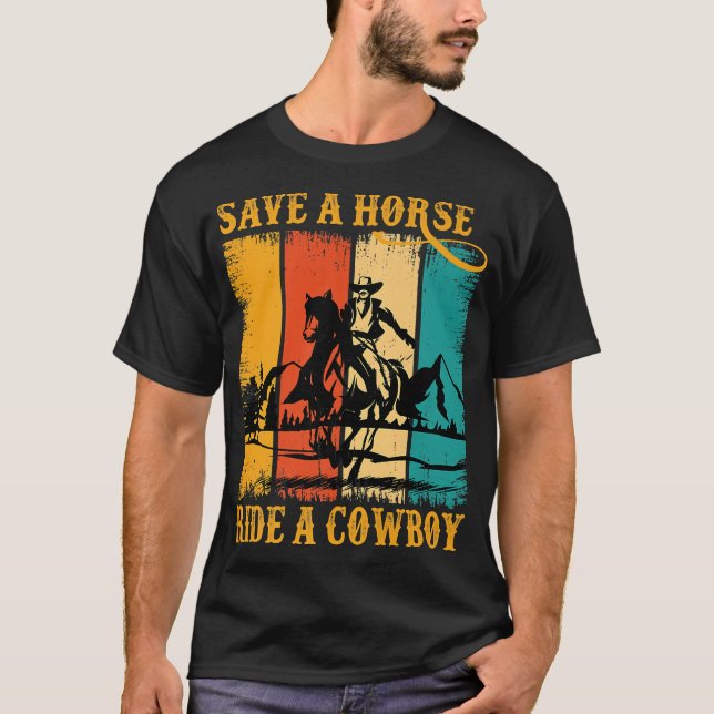 Camiseta Salven A Un Caballo De Vaquero En Caballo Divertid (Anverso)
