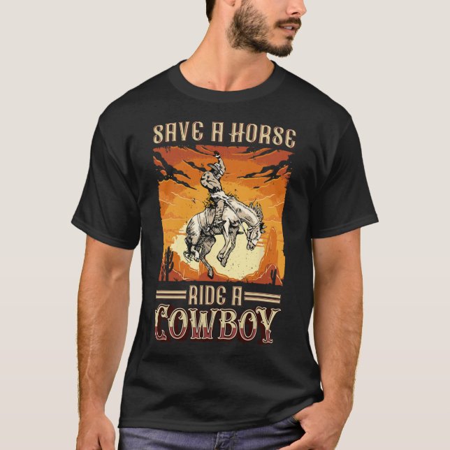 Camiseta Salven A Un Caballo En Un Vaquero Rodeo Occidental (Anverso)