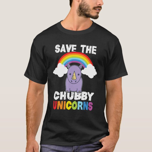 Camiseta Salven el gracioso arcoiris de Chubby Unicornios (Anverso)