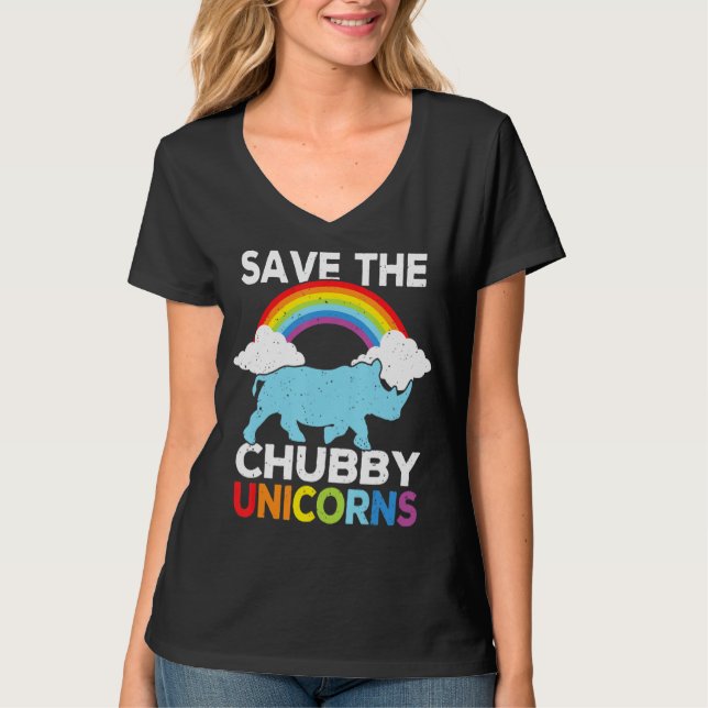 Camiseta Salven el gracioso arcoiris de Chubby Unicornios (Anverso)