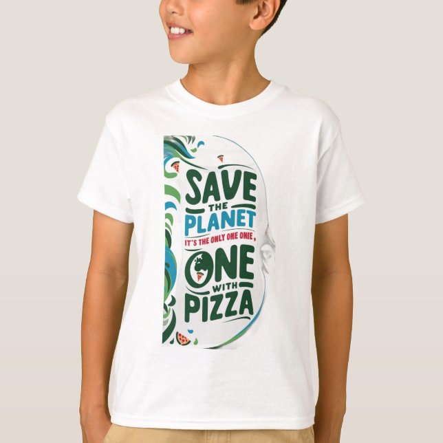 Camiseta Salven el planeta, es el único con pizza (Anverso)