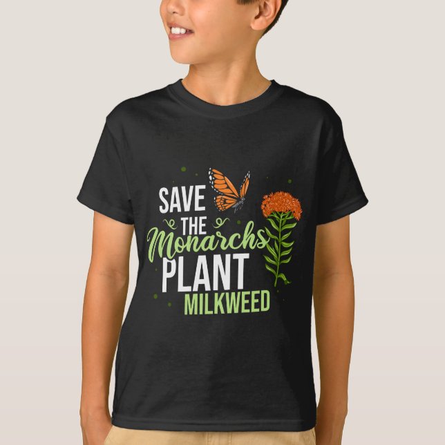 Camiseta Salven la mariposa monarca Milkweed (Anverso)