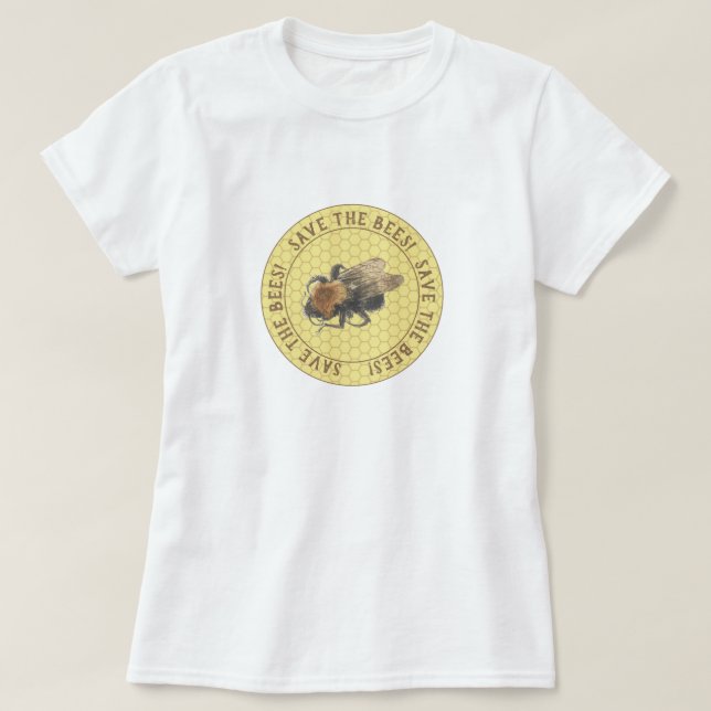 Camiseta Salven las abejas | Vintage Honeybee & Honeycomb (Diseño del anverso)