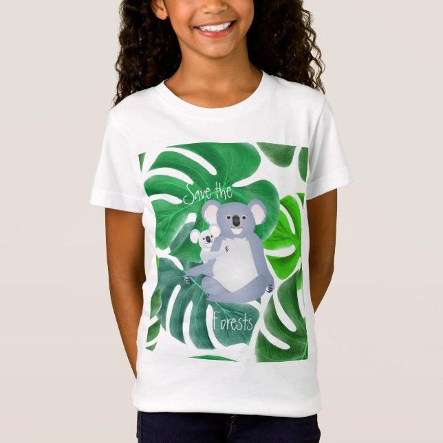 Camiseta Salven los bosques a mamá y bebé Koala en los bosq (Anverso)