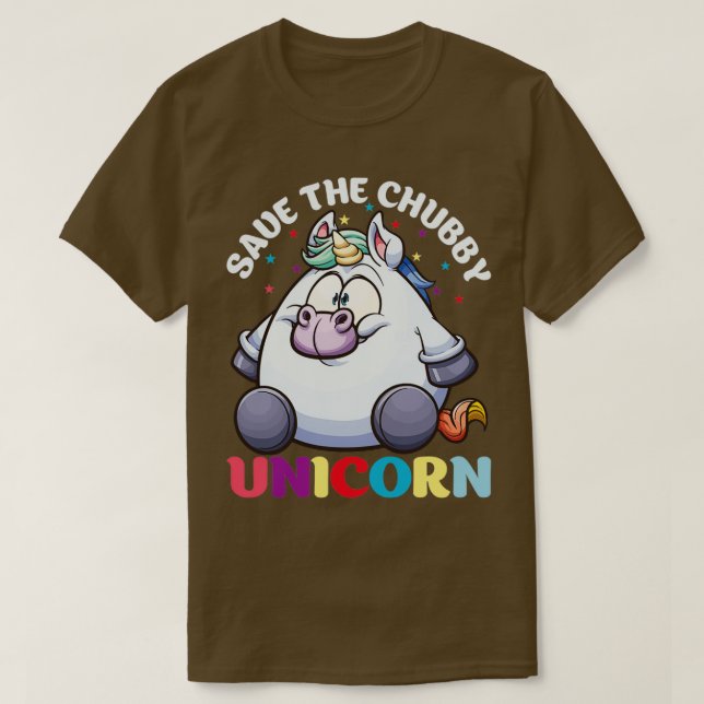 Camiseta Salven los regalos graciosos de Chubby Unicorn par (Diseño del anverso)