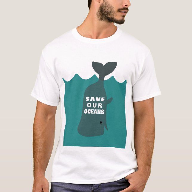 Camiseta Salven nuestra ballena de arte ambiental en los oc (Anverso)