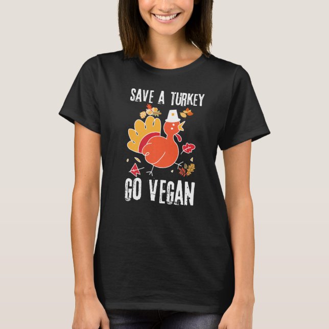 Camiseta Salven Un Anuncio De Turco Vegan De Acción De Grac (Anverso)