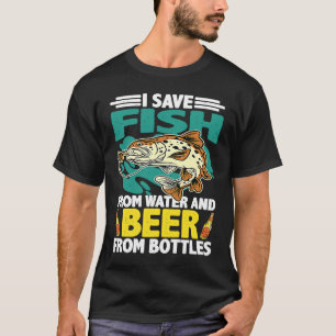 Camiseta Salvo peces del agua y cerveza de botellas
