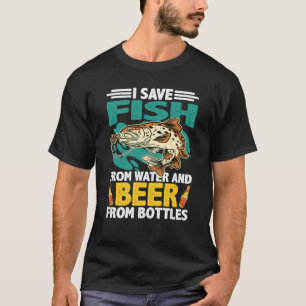 Camiseta Salvo peces del agua y cerveza de botellas