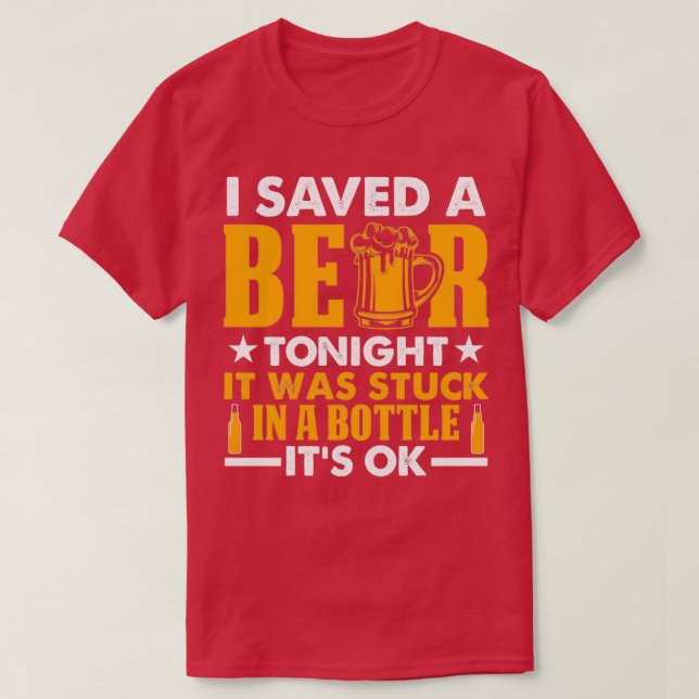 Camiseta Salvo Una Cerveza Esta Noche Atrapada En Botella E (Diseño del anverso)