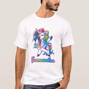 Camiseta SAMANTHA Nombre Personalizado Unicornio Arcoíris P