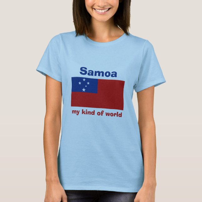 Camiseta Samoa Bandera + Mapa + Texto (Anverso)