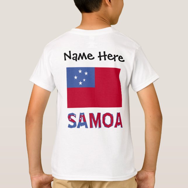 Camiseta Samoa y la bandera de Samoa con su nombre (Reverso)