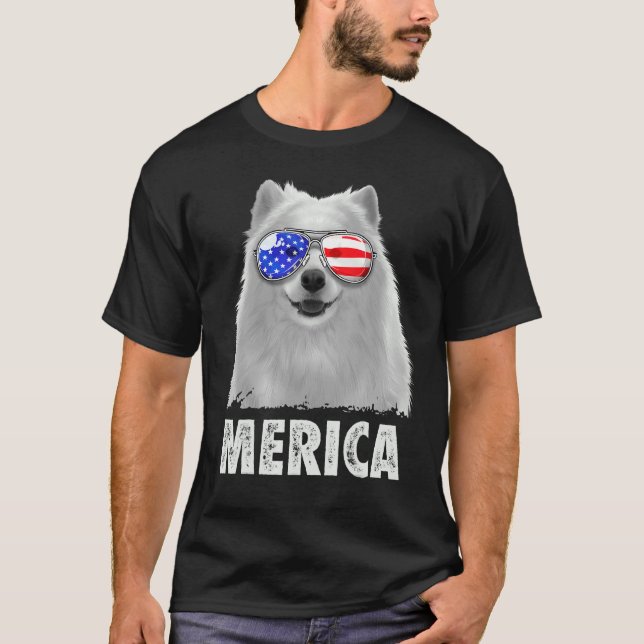 Camiseta Samoyed 4 De Julio Merica Hombres Bandera Estadoun (Anverso)