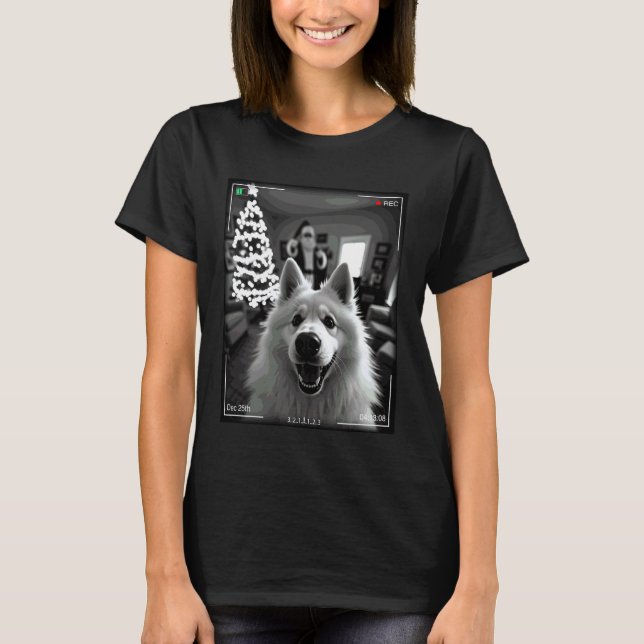 Camiseta Samoyed Atrapa a Santa en Cámara Navidad (Anverso)