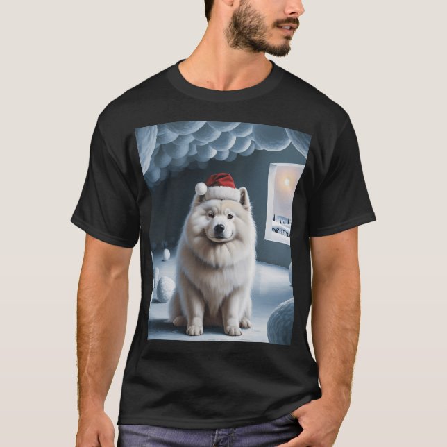 Camiseta Samoyed con sombrero de Navidad (Anverso)