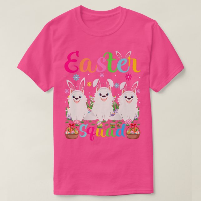 Camiseta Samoyed Dog Bunny Ear Easter Squad Samoyed Happy E (Diseño del anverso)