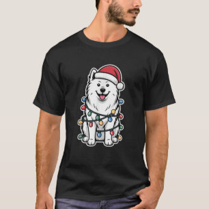 Camiseta Samoyed envuelto en luces de Navidad