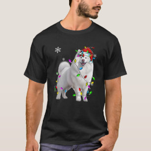 Camiseta Samoyed Envuelto En Navidades Luces Perro