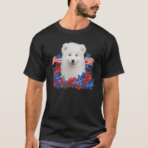 Camiseta Samoyed Flores Independientes Perro Bandera Americ