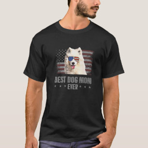 Camiseta Samoyed Mejor Mamá Perro Retro EEUU Bandera Americ