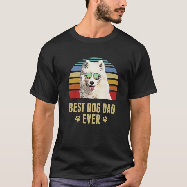 Camiseta Samoyed Mejor Papá Perro Retro Atardecer (Anverso)