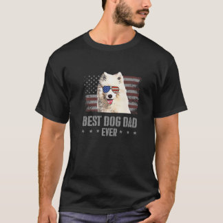 Camiseta Samoyed Mejor Perro Papá Nunca Retro Bandera Estad