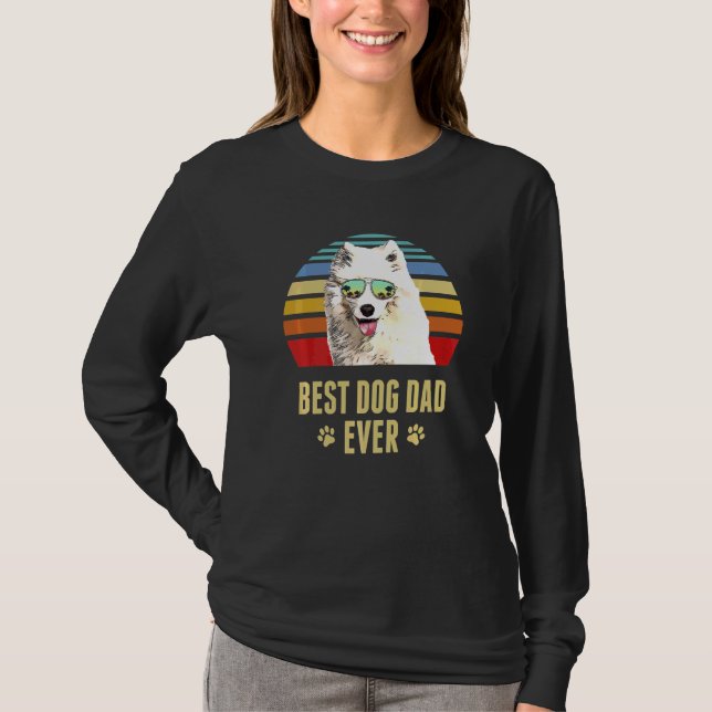 Camiseta Samoyed Mejor Perro Papá Retro Sunset (Anverso)