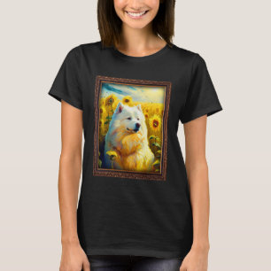 Camiseta Samoyed Pintar Flor De Girasol Mamá Flor Floral