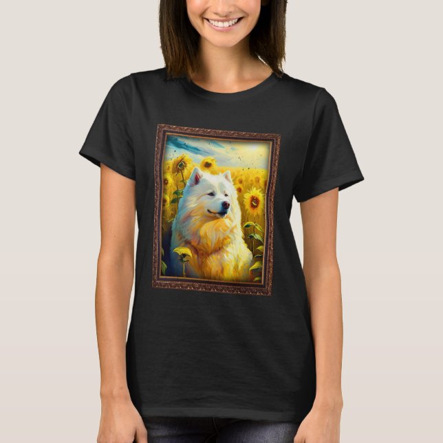 Camiseta Samoyed Pintar Flor De Girasol Mamá Flor Floral (Anverso)