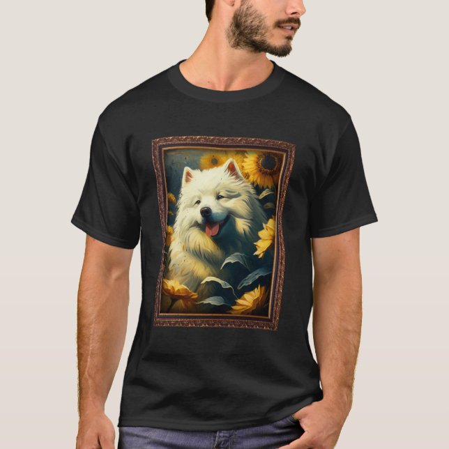 Camiseta Samoyed Pintar Flor De Girasol Mamá Flor Floral (Anverso)
