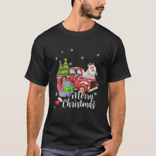 Camiseta Samoyed Riding Red Truck Navidad Feliz Navidad
