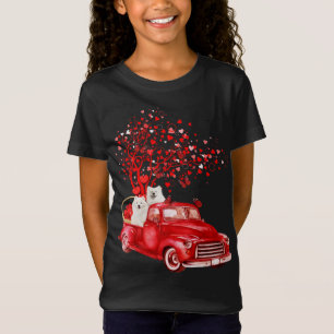Camiseta Samoyed Riding Red Truck Valentine Butterfly Heart