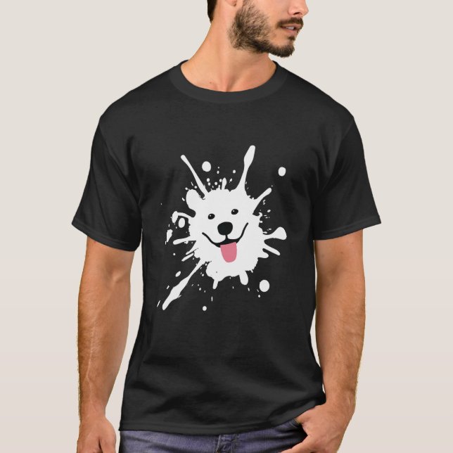Camiseta Samoyed Splatter Happy Puppy Dog Face (Anverso)