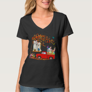 Camiseta Samoyed Usando Camión Rojo De Oreja Bunny Con Huev