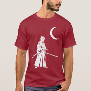 Camiseta Samurái bajo la Luna Creciente – Japón Minimalista