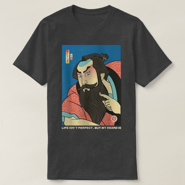 Camiseta Samurai & Beard Ukiyoe Japanese Warrior Lover  (2) (Diseño del anverso)