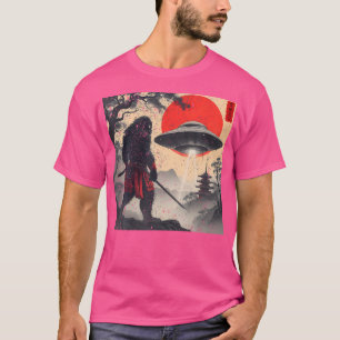 Camiseta Samurai Bigfoot Japonés Ufo Vintage Gráfico Ukiyo