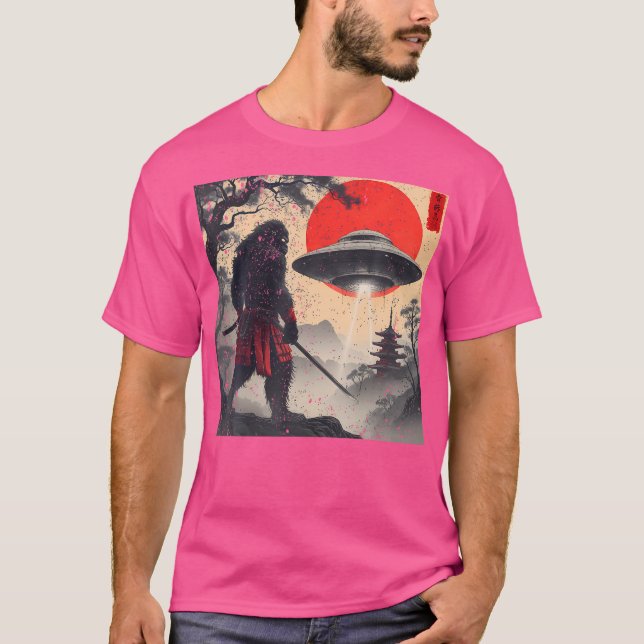Camiseta Samurai Bigfoot Japonés Ufo Vintage Gráfico Ukiyo (Anverso)
