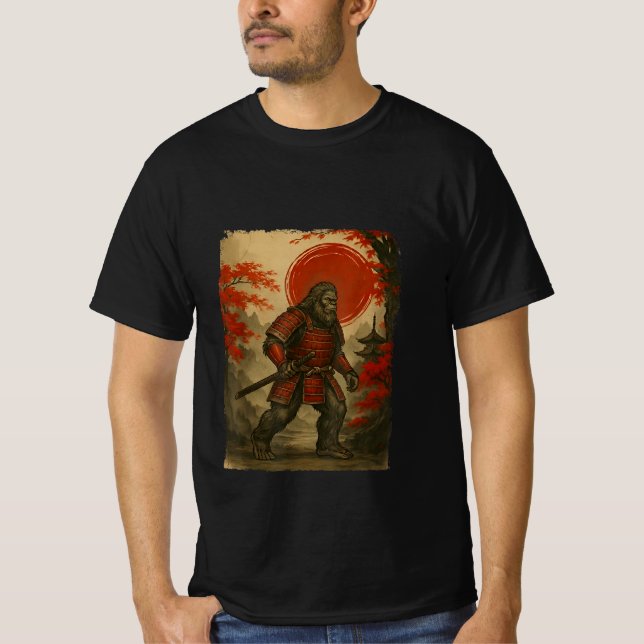 Camiseta Samurai Bigfoot Warrior Sasquatch Vintage Japanese (Anverso)