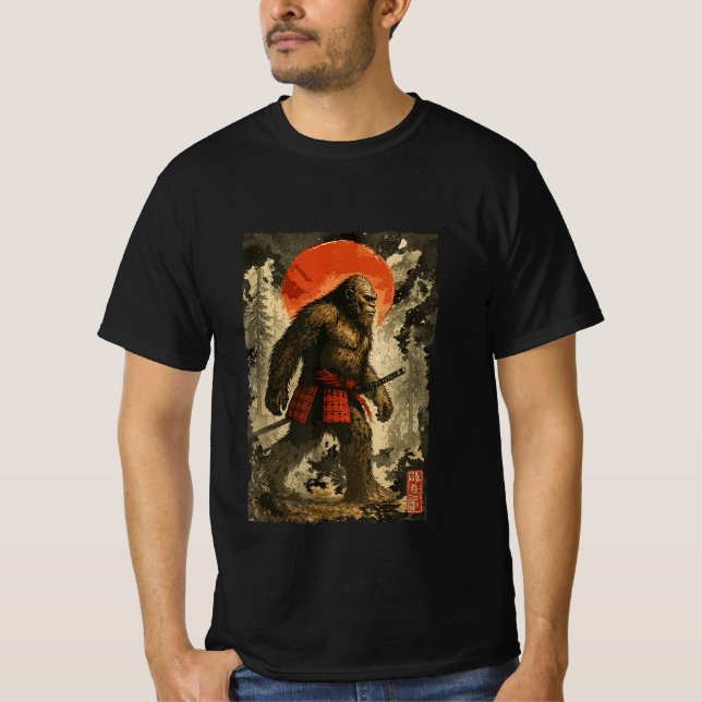 Camiseta Samurai Bigfoot Warrior Sasquatch Vintage Japanese (Anverso)