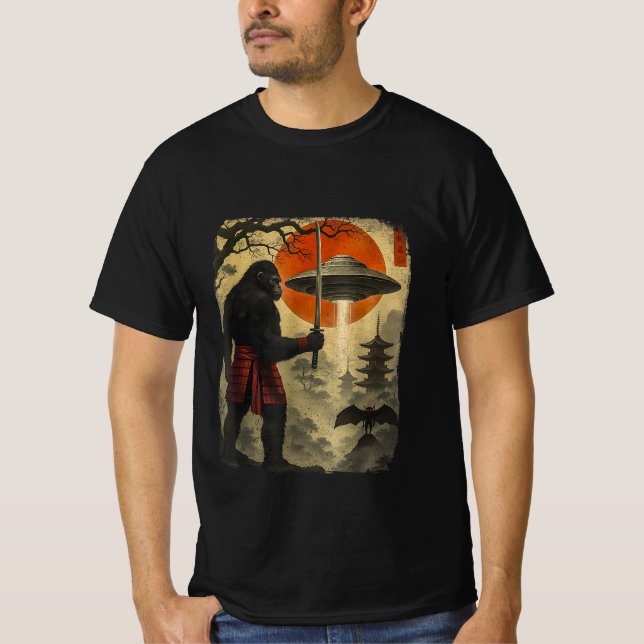 Camiseta Samurai Bigfoot Warrior Sasquatch Vintage Japanese (Anverso)