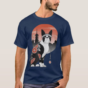 Camiseta Samurai Boston Terrier Ukiyo-e Japanese Warrior Lo