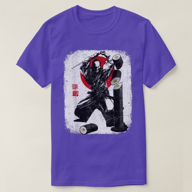 Camiseta Samurai Bushido Sushi prepara comida japonesa  (Diseño del anverso)