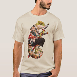 Camiseta Samurái Camaleón: Guerrero Tatuado con Katana